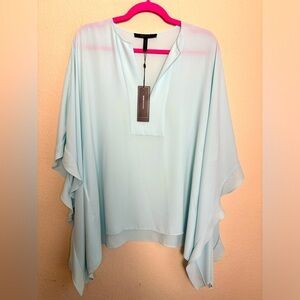 NWT BCBG Max Azria Dove Chiffon Kaftan Tunic Blouse in Light Azure Blue XS/S
